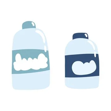 Detergent bottle in cartoon flat style. Vector illustration of hand drawn soa Stock Illustration