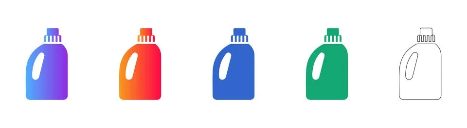 Detergent Bottle Icon Set in Vibrant Gradient and Line Art Stockillustratie