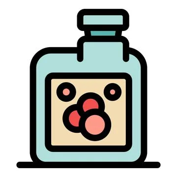 Detergent bottle with label showing molecules bouncing around Stock Illustration
