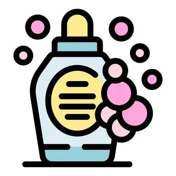 Detergent bottle making soap bubbles for laundry and dishwashing Stock Illustration