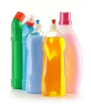 Detergent bottles isolated on white Stock Photos