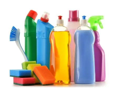 Detergent bottles isolated on white Stock Photos