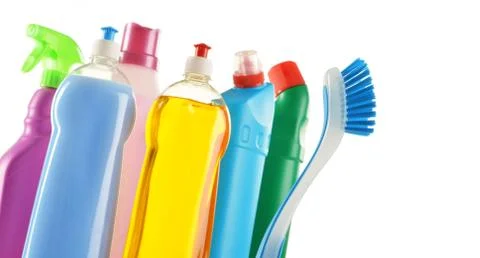 Detergent bottles isolated on white Stock Photos