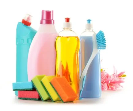 Detergent bottles isolated on white Stock Photos