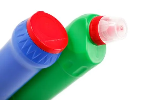 Detergent bottles on a white background. Stock Photos