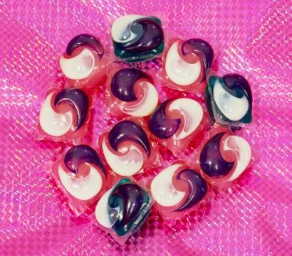 Detergent capsules for washing machine Stock Photos