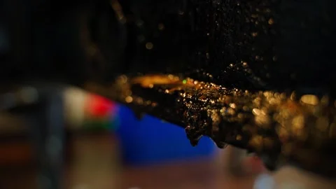 Detergent dissolves carbon deposits on the door of a fireplace stove, close-up Stock Footage 310765744