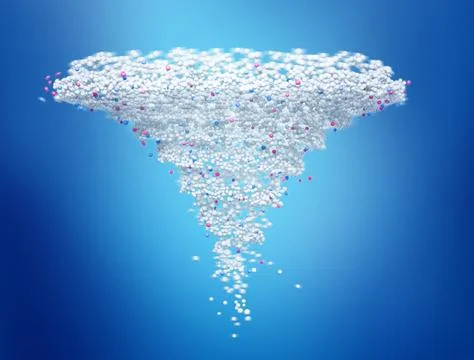 Detergent grain flow and cyclone special effect stain remover ad, with wate.. Stock Illustration