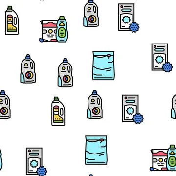 Detergent Organic Laundry Soap Vector Seamless Pattern 스톡 일러스트