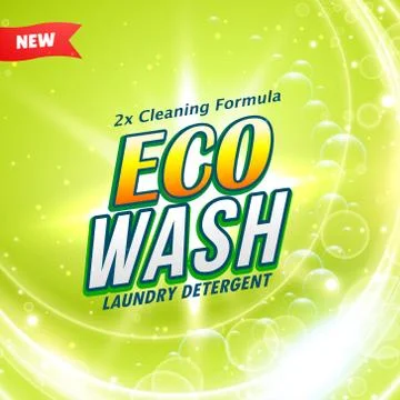Detergent packaging concept design showing eco friendly cleaning and washing Stock Illustration