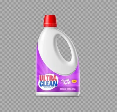 Detergent plastic bottle white handle 3d contained Stock Illustration