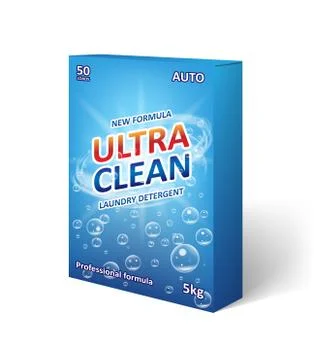 Detergent powder packaging design. Laundry detergent, washing poweder product Stock Illustration
