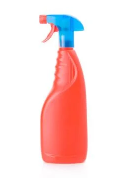 Detergent spray bottle isolated on white background. Stock Photos