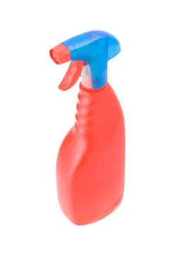 Detergent spray bottle isolated on white background. Stock Photos