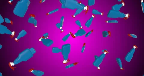 Detergent spray bottles falling slow motion Video stock 249823734