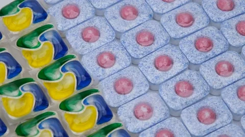 Detergent tablet background rotate Stock Footage 239257134