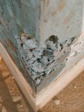 Deteriorating Corner of Concrete Column Stock Photos