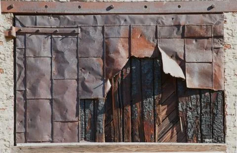Deteriorating rusty steel door Stock Photos