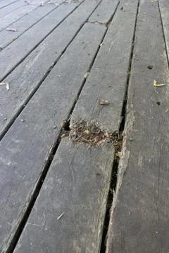 Deteriorating wood deck, vertical Stock Photos