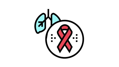 Deterioration of lung function in hiv infected patients color icon animation Stock Footage 157339930