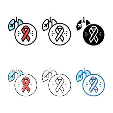 Deterioration of lung function in hiv infected patients color icon simplifi.. Stock Illustration