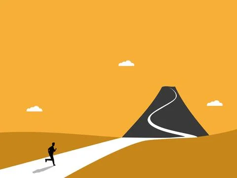 Determination, ambition, businessmen run to conquer the mountain Stock Illustration