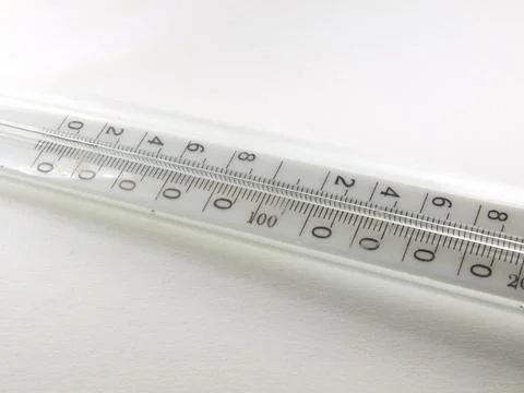 Determination of temperature. Mercury thermometer. Stock Photos