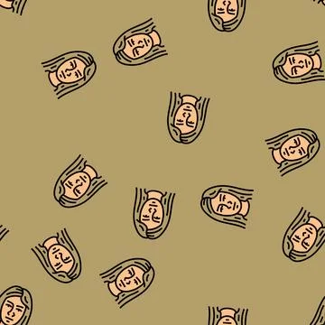 Determination woman expression vector seamless pattern Stock Illustration