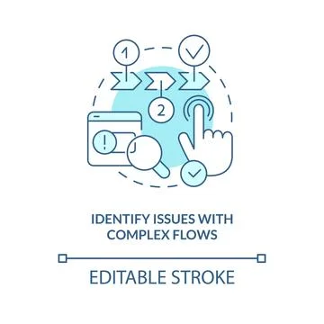 Determine issues with complex flows turquoise concept icon Stock Illustration