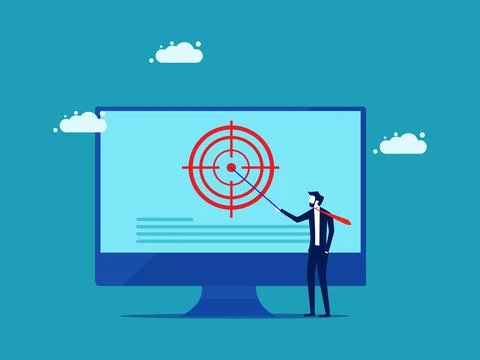 Determine the scope of work. Businessman presenting goals and plans. vector Stock Illustration