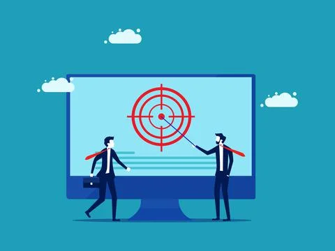 Determine the scope of work. Businessman presenting goals and plans. vector Stock Illustration