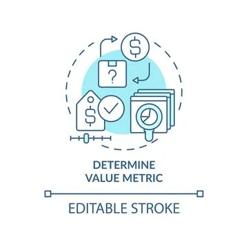 Determine value metric turquoise concept icon Stock Illustration