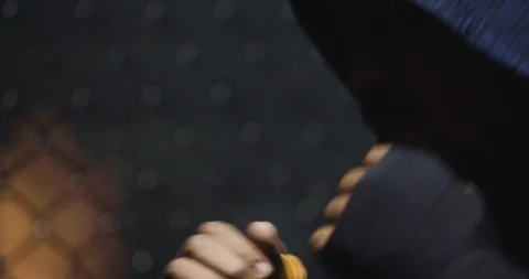 Determined boxer practicing in boxing ring 스톡 동영상 108550761