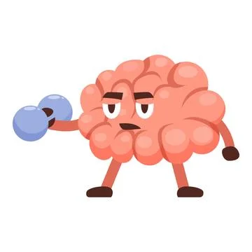 Determined brain lifting weights, embracing mental fitness and cognitive Stock Illustration