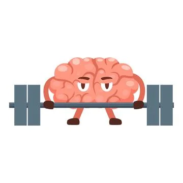 Determined brain lifting weights, mental strength and resilience 스톡 일러스트