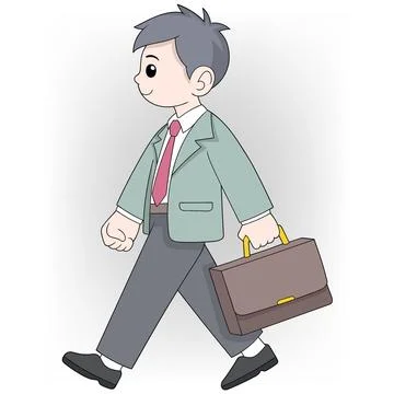Determined Businessman with Briefcase Walking to Work Stock Illustration