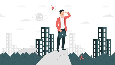 A determined businessman is on a stack of rocks Stock Footage 309323663