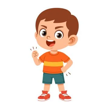 Determined Expression of Flat Boy Character 스톡 일러스트