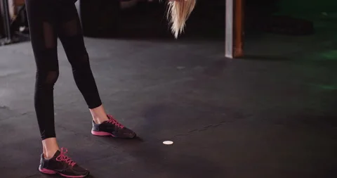 Determined Female Athlete Doing Workout In Gym Stock Footage 136697620