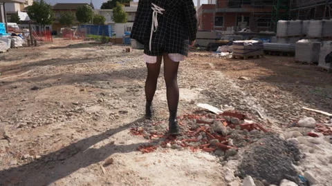 Determined female civil engineer walk through construction site.Gender equa.. Stock Footage 329645602