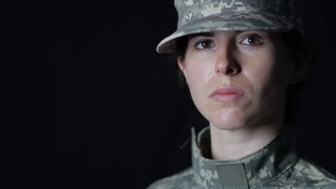 Determined female soldier Stock Footage 77664510