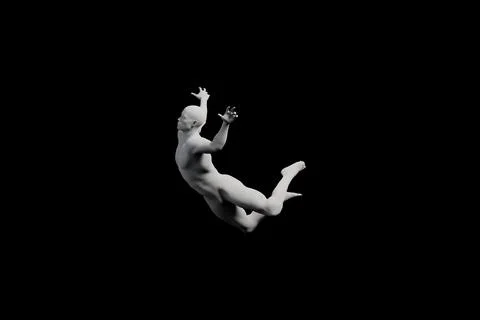 Determined figure model reaching out in black studio Stock Illustration