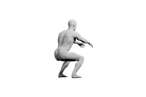 Determined figure model reaching in white studio Stock Illustration