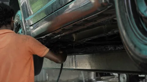 Determined Hand Washing - Ensuring Auto Cleanliness Stock Footage 314432607