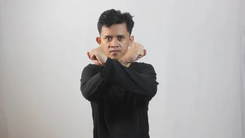 Determined man gesturing 'no' or 'stop' Stock Footage 319368279