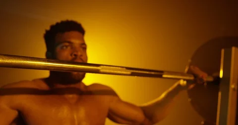 Determined man ready for squat exercise in the gym Stock Footage 116359753