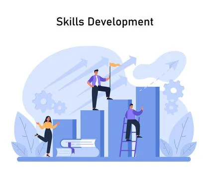 Determined professionals ascend in skills development. Stock Illustration