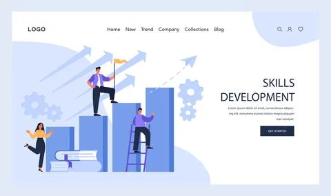 Determined professionals ascend in skills development. Illustrazione stock