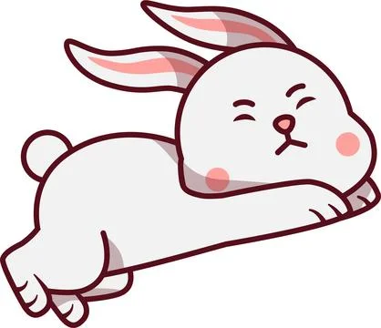 Determined White Rabbit Jumping Mid-Air Cartoon Stock Illustration
