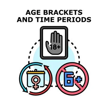 Determining age brackets and time periods concept vector Stock Illustration